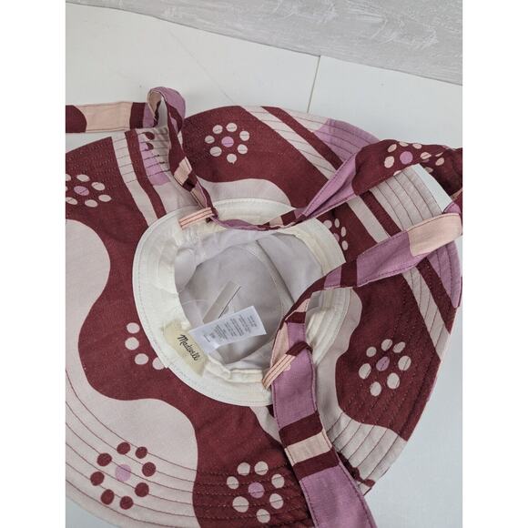 Madewell NWT Lantern Pink Bucket Hat 100% Linen Wide Brim Sun Hat With Tie M/L main image 5